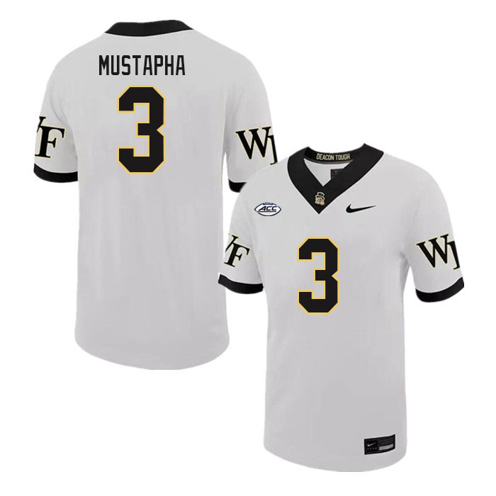 Men-Youth #3 Malik Mustapha Wake Forest Demon Deacons 2023 College Football Jerseys Stitched-White